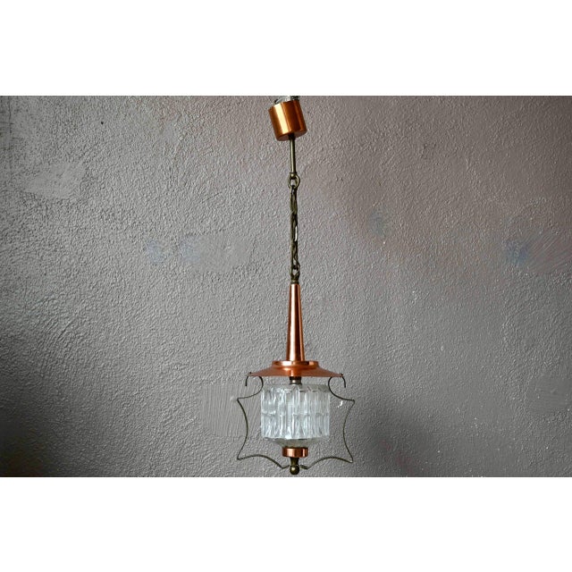 Midcentury Pendant Lamp in Glass and Copper Metal, 1950 For Sale - Image 14 of 14
