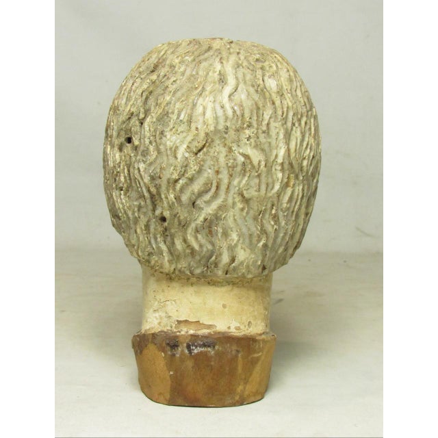 Spanish Colonial (Peruvian) Antique Spanish Colonial Hand Carved Head of a Santo For Sale - Image 4 of 15