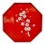 Mid-Century Boho Chic Octagonal Shaped Plastic Serving Tray With Cherry Blossom Design For Sale