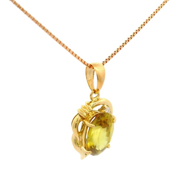 Contemporary Sphene Diamond 18k Gold Pendant Necklace For Sale - Image 3 of 6