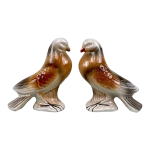 Vintage Traditional Porcelain Homing Pigeon Bird Sculpture - a Pair