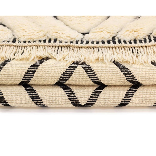 Elegant Diamond Hand-Knotted Moroccan Wool Runner | 19'5" X 3'10" | One of a Kind For Sale - Image 4 of 8