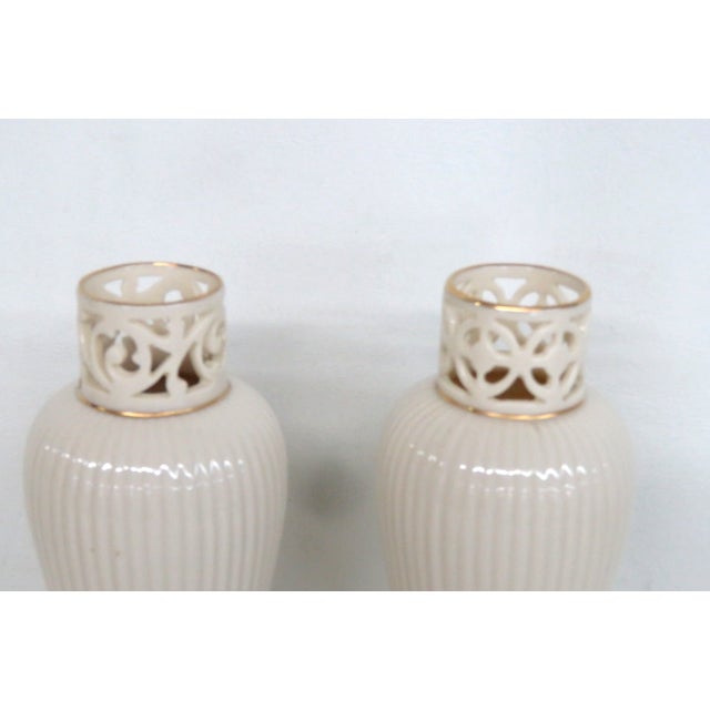 Lenox China Gatsby Bud Vase Pair of 2 Ivory Porcelain With 24k Gold Detail 4931b For Sale - Image 9 of 14