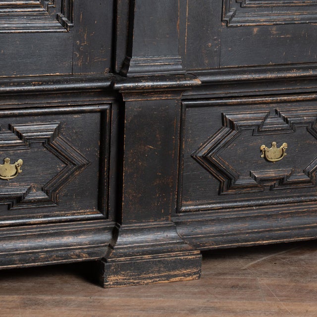 19th Century Danish Baroque Oak Large Black Painted Armoire For Sale - Image 16 of 18