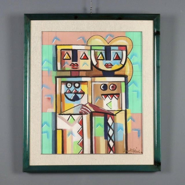 Ibrahim Kodra, The Couple, Oil on Canvas, Framed For Sale - Image 12 of 12
