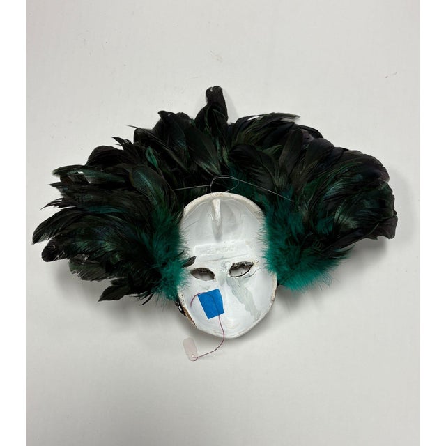 2020s Teal Feather Wall Mask From Venice For Sale - Image 5 of 5