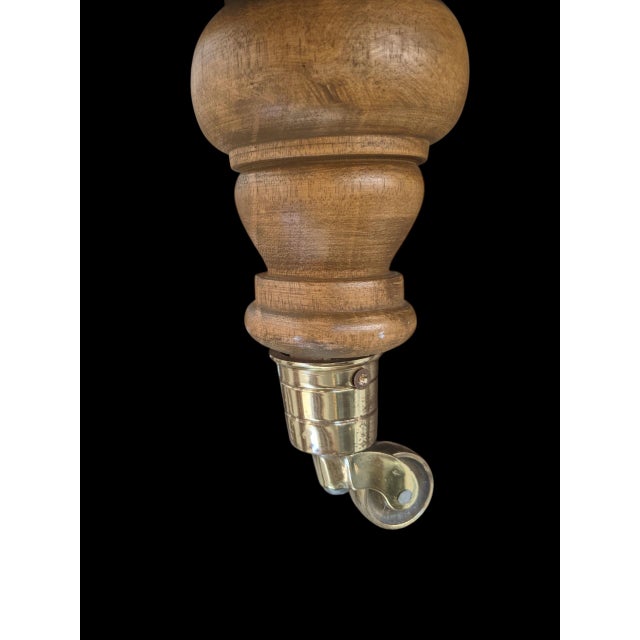 Cornflower Blue English Traditional Style Plaid Tufted Cocktail Ottoman With Brass Castors For Sale - Image 8 of 9