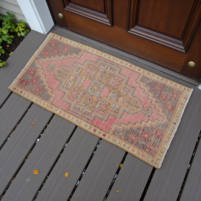 Hollywood Regency Hand Knotted Door Mat, Entryway Rug, Bath Mat, Kitchen Decor, Small Rug, Turkish Rug - 1′6″ × 2′11″ For Sale - Image 3 of 10