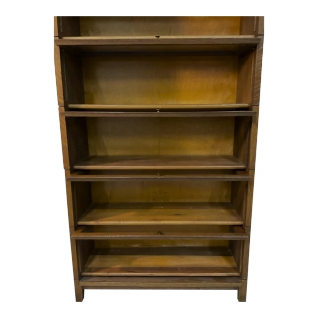 1980s Ethan Allen British Classics Oak Barrister Bookcase – 5 Stack Modular Glass Door Sections, Attributed For Sale