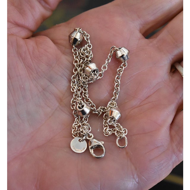 Tiffany & Co. Sterling Silver 'Barrel Bead' Station Double Strand Bracelet 7" Retired For Sale - Image 11 of 14