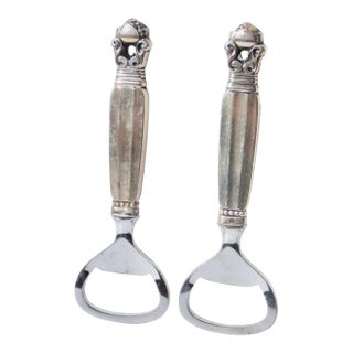 Mid 20th Century Jensen Sterling Silver Bottle Openers Circa 60's - -Pair For Sale