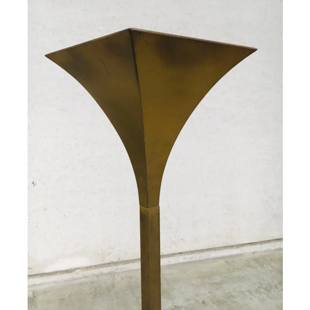 Postmodern Postmodern Fluted Brass Torchiere Floor Lamp from Relco, Italy, 1980s For Sale - Image 3 of 18