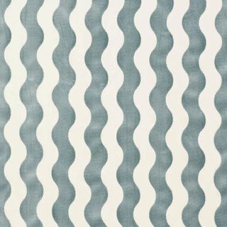 Schumacher The Wave Velvet Fabric in Sky For Sale