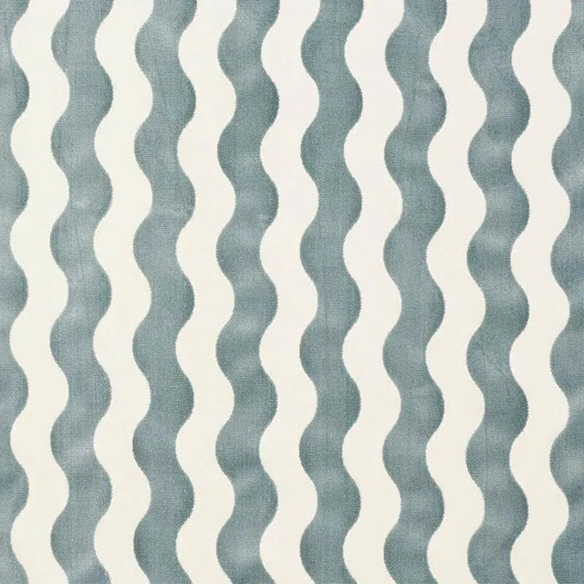 Schumacher The Wave Velvet Fabric in Sky For Sale