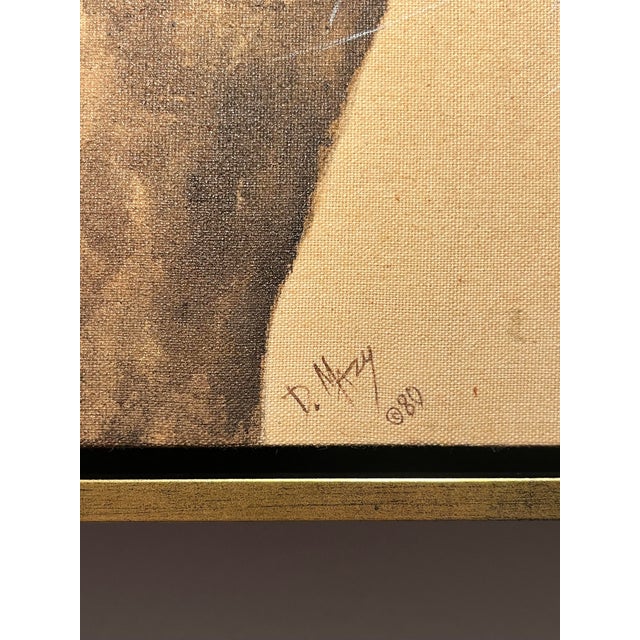 1980 Original Oil on Canvas Painting Mountain Lion by American Artist Della Mazy For Sale - Image 4 of 7