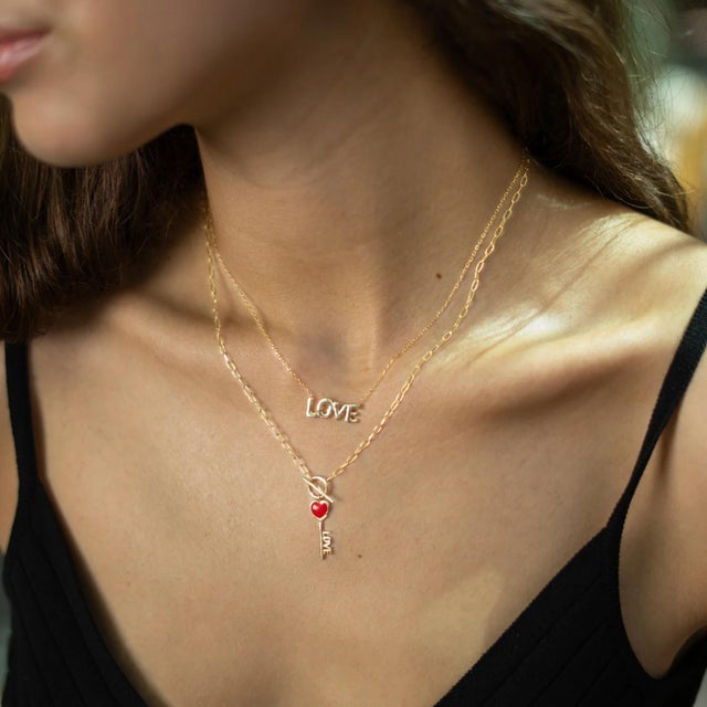 Contemporary Love Letter Gold Necklace For Sale - Image 3 of 9