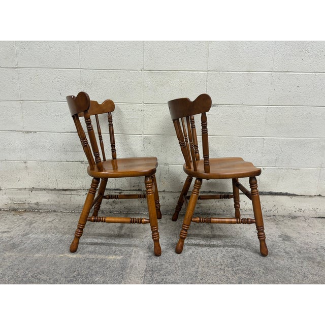 Vintage Tell City Hard Rock Maple Dining Side Chairs - Pair For Sale - Image 4 of 10