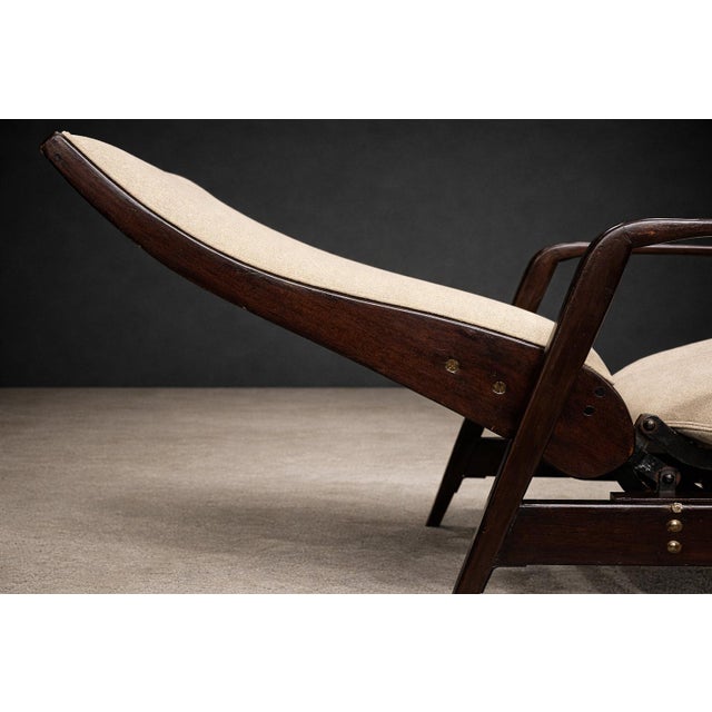 Wood Reclining Sun Chaise Lounge in Hardwood and Ultrasuede by Walter Gerdau, Brazil, 1940s - Lot 82A For Sale - Image 7 of 15