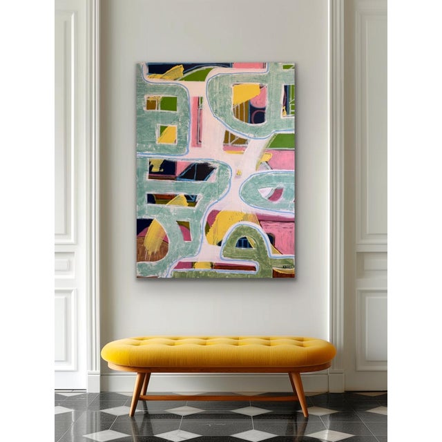 Description: Add a bold statement piece to your space with this original contemporary abstract painting. Measuring 36...