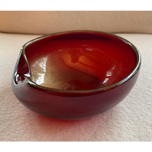 Thick Elsa Peretti for Tiffany signed thumb print bowl. Deep porphyry red with gold accents. Heavy. Signed. Pretty on a...