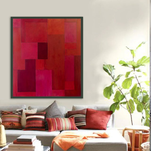 Abstract Geometric Red Oil Painting by Stephen Cimini For Sale - Image 4 of 5