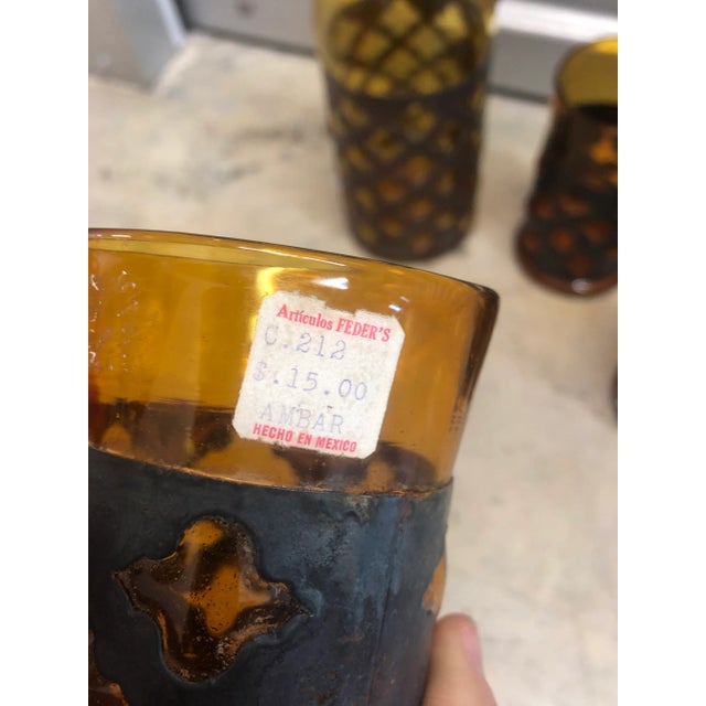 Mid-Century Modern Felipe Derflingher Caged Pitcher and Glasses - Set of 7 For Sale - Image 10 of 11