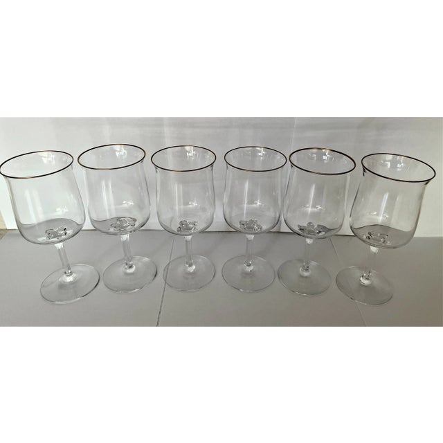 Metal 1970s Lenox "Intrigue" Mid-Century Handblown Crystal Water or Red Wine Goblets- Set of 6 For Sale - Image 7 of 11