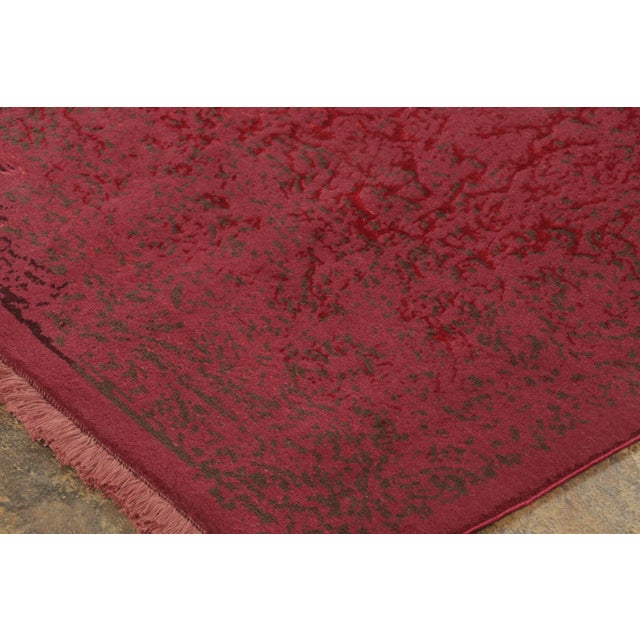 Rug & Kilim Rug & Kilim’s Distressed Contemporary Floral Rug Pair, in Bright Red & Pink Hues For Sale - Image 4 of 9