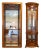 Vintage-Style Tall Oak Curio Display Cabinet W/ Illuminated Glass Shelves, Magnetic Doors & Antique Brass Knobs For Sale