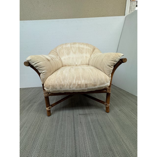 1980s McGuire Furniture Modern Organic Rattan Lounge Chair For Sale - Image 5 of 12