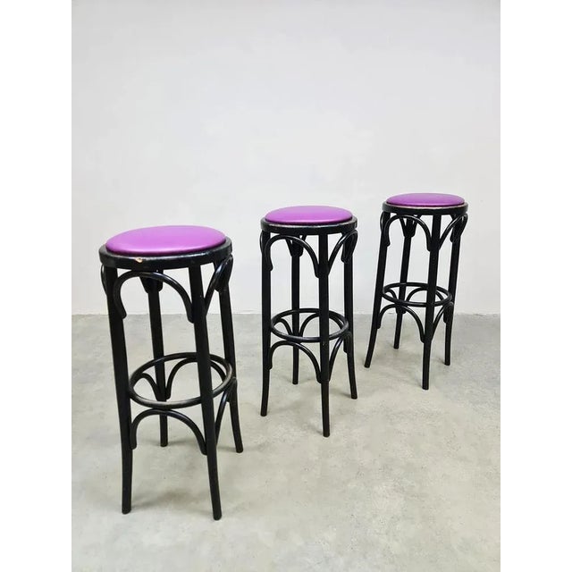 Vintage Bistro Barstools in the style of Thonet, 1970s, Set of 4 For Sale - Image 3 of 4