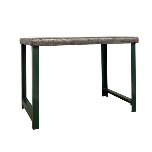 Vintage Heavy Duty Industrial Steel Workbench Table With Painted Legs. For Sale - Image 4 of 7