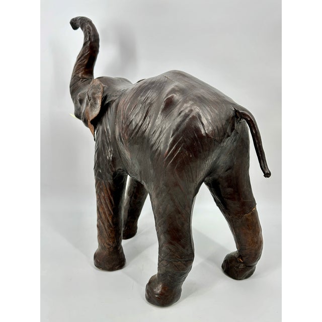 1960s Leather Elephant With Glass Eyes For Sale - Image 5 of 10