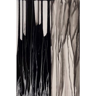 Southern Sea by Sara Melzer | Ink on Canvas Abstract depiction of dark and light vertical lines. For Sale