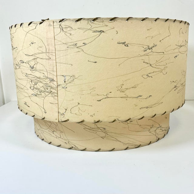1940s Vintage Boho Chic Arts & Crafts 2-Tier Fiberglass Lamp Shade, Splattered Spaghetti Design For Sale - Image 4 of 9