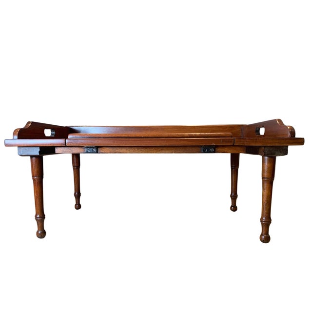 Antique English Mahogany Reading Breakfast Table with Gallery Sides Pierced Grip Handles and Turned Legs For Sale - Image 11 of 17