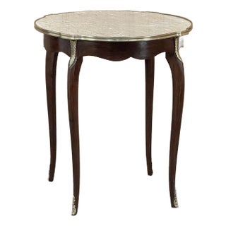 19th Century French Louis XVI Marble Top End Table ~ Gueridon With Bronze For Sale