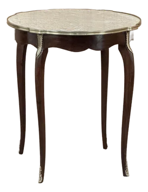 19th Century French Louis XVI Marble Top End Table ~ Gueridon With Bronze