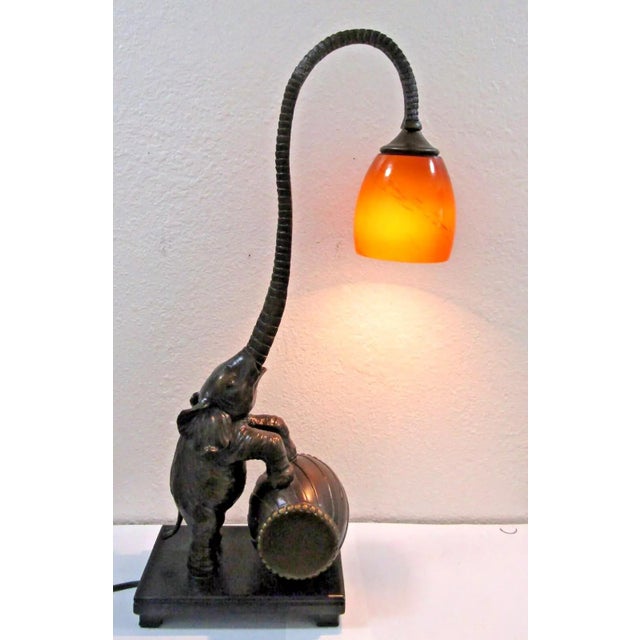 2000 - 2009 Austin Standing Elephant on Barrel Table Lamp 2007 For Sale - Image 5 of 12