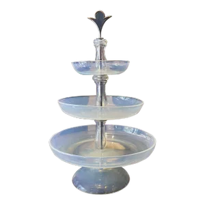 Midcentury Modern Three Tiered Murano Opaline Glass Dish