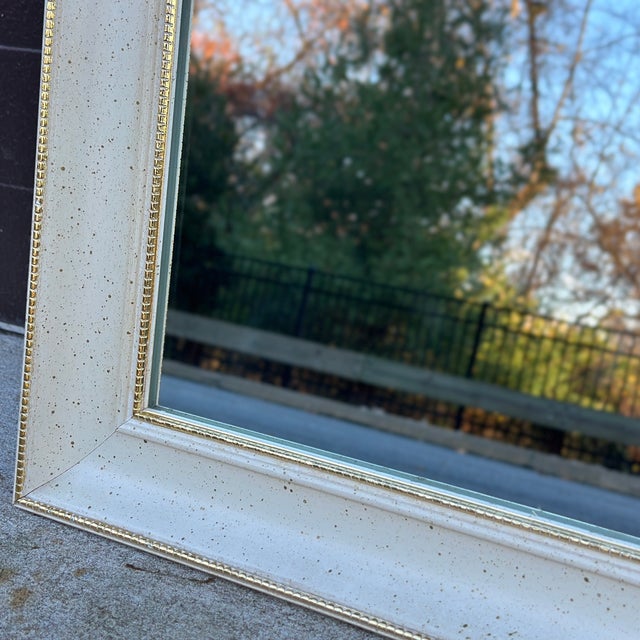 Turner Mfg. Co. Gold Splatter Wall Mirror With Brass Ring Finial For Sale In Philadelphia - Image 6 of 10