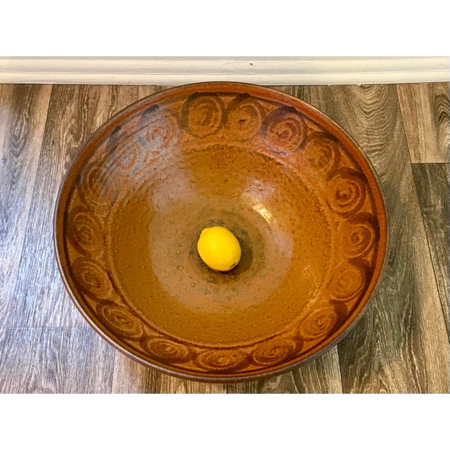 Mid-Century Modern Massive Wishon-Harrell Stoneware Pottery Bowl California 1970s For Sale - Image 3 of 11