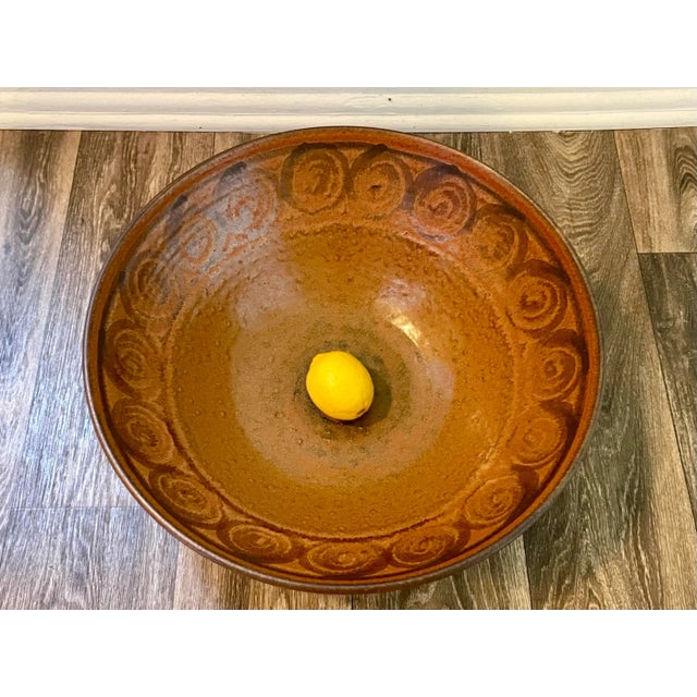 Mid-Century Modern Wishon-Harrell Massive Stoneware Pottery Bowl California 1970s For Sale - Image 3 of 11