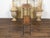 Wood American Midcentury Metal and Wood Two-Tiered Shelving Unit with Twisted Motifs For Sale - Image 7 of 12