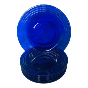 Bormioli Rocco "Forum" Sapphire Blue Rimmed Dinner Plates-Set of 8
