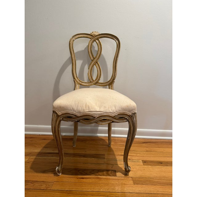 Cream Antique Italian Louis XV Painted & Parcel-Gilt Dining Chairs, Set of 10 For Sale - Image 8 of 17