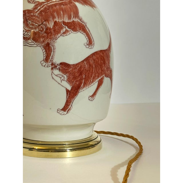 Chinoiserie Table Lamp by Porcelaine De Paris, 1970s For Sale - Image 9 of 12