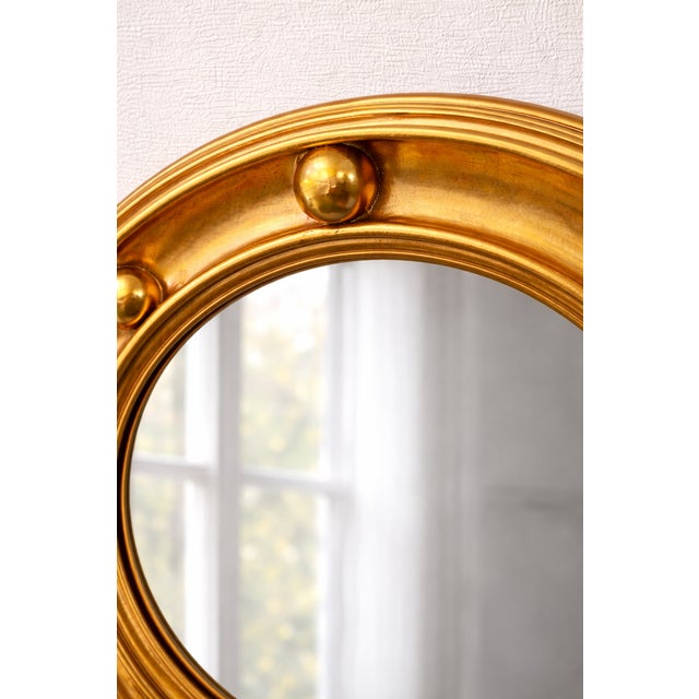 Mid 20th Century Pair of Gilt Studded Convex Wall Mirrors For Sale - Image 4 of 5