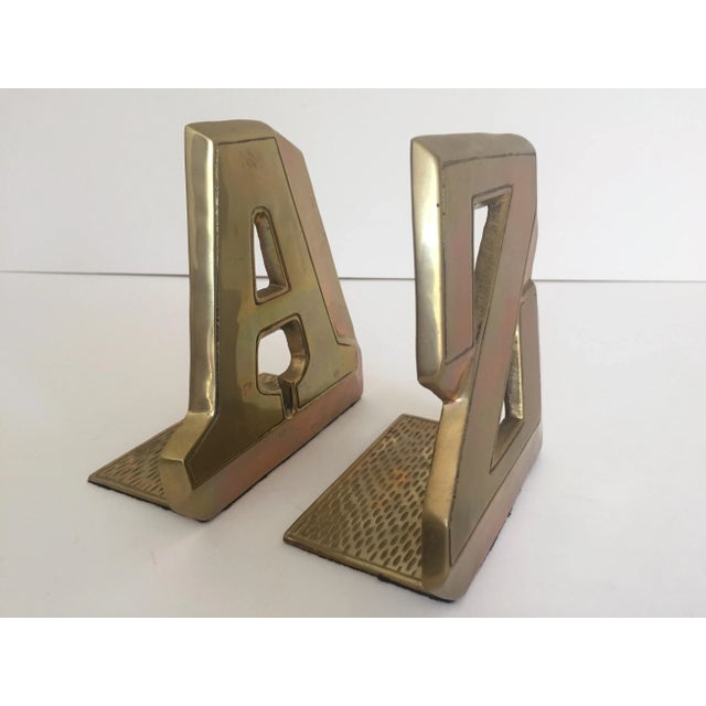 Mid-Century Modern Solid Brass "A & Z" Bookends - a Pair For Sale In Kansas City - Image 6 of 10