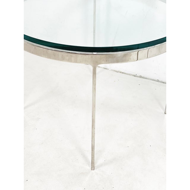 Nicos Zographos Nicos Zographos Side Tables in Polished Steel With Glass Tops - A Pair For Sale - Image 4 of 9